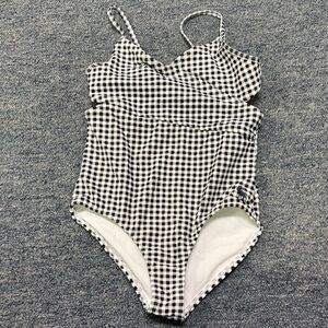 Abercrombie, kids Girls Black & White Gingham One-Piece Swimsuit